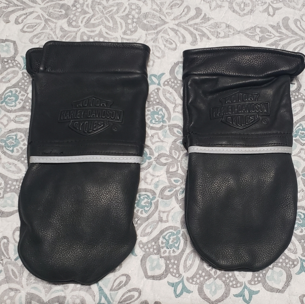 Womens Harley Davidson Leather Fingerless Gloves w/Covers